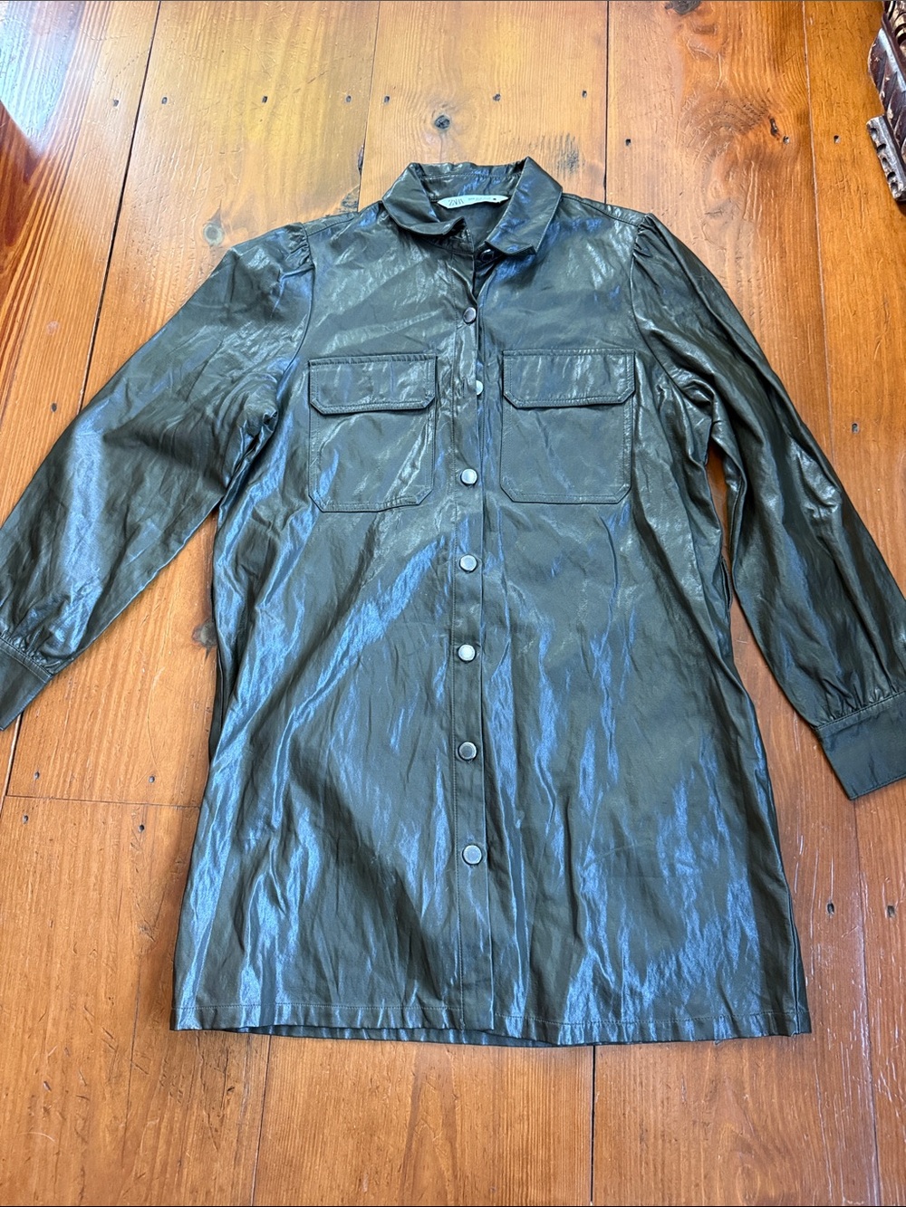 ZARA leather mini shirt dress medium